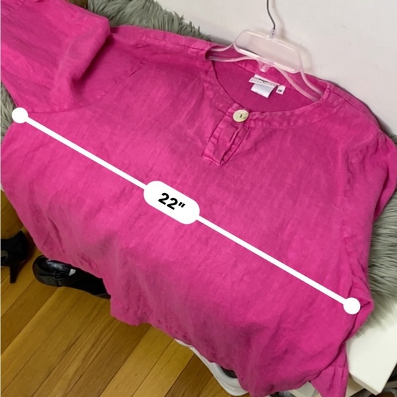 Women's Pink Button-Front Top XL - Picture 7 of 8